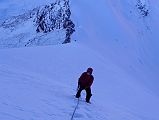 
Jerome Ryan Climbing The Fixed Ropes Above Chulu Far East Col Camp Just Before Sunrise
